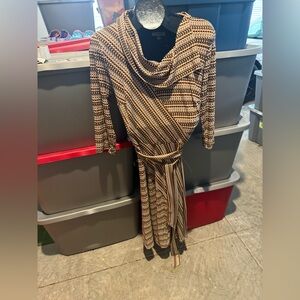 Elegant Brown Patterned Women's Dress mp29